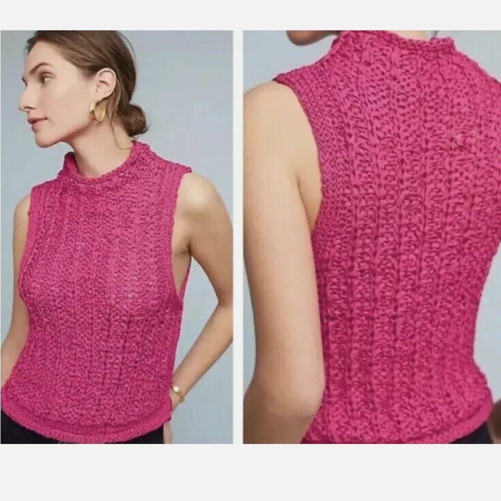 Anthropologie Moth crochet open knit sleeveless top